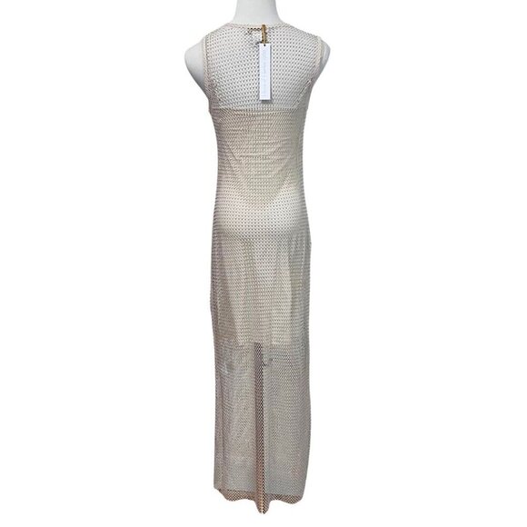 NWT HOUSE OF HARLOW CREAM SLEEVELESS MESH CRYSTAL RHINESTONE PARTY DRESS - XS - Picture 4 of 16
